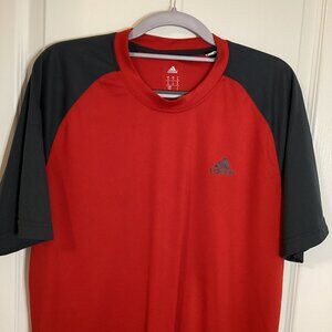 Adidas Climalite Men's Size M Short Sleeve Polo T-Shirt Top Red Gray Golfing